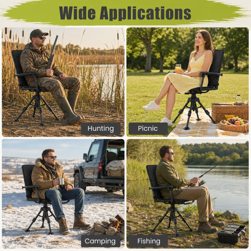 Load image into Gallery viewer, Goplus 360° Swivel Hunting Chair with Adjustable Height and Removable Cushion
