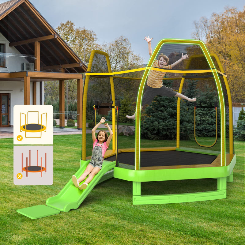 Load image into Gallery viewer, Goplus 7 FT Kids Trampoline with Slide, 87&quot; ASTM Approved Recreational Trampoline
