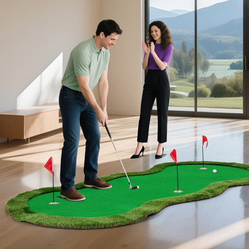 Load image into Gallery viewer, Goplus 10x5FT Large Golf Putting Green with 3 Holes &amp; 3 Flags
