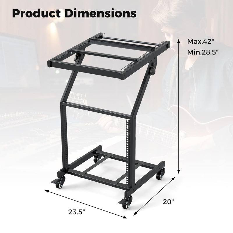 Load image into Gallery viewer, Goplus 9U DJ Mixer Stand with Lockable Wheels | Professional Studio Equipment Case Stand
