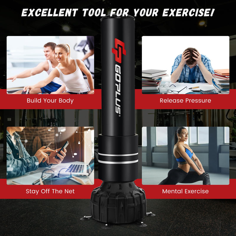 Load image into Gallery viewer, Goplus Freestanding Punching Bag, 71" Heavy Boxing Bag with 25 Suction Cups, Boxing Gloves, Filling Base
