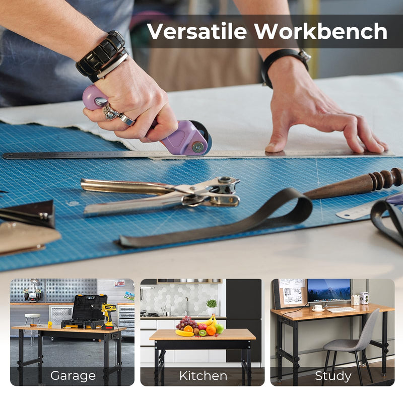 Load image into Gallery viewer, Goplus Work Bench with Power Outlet, 48¡±Adjustable Rolling Work Table w/Removable Wheels &amp; Foot Pads, 1984LBS Capacity
