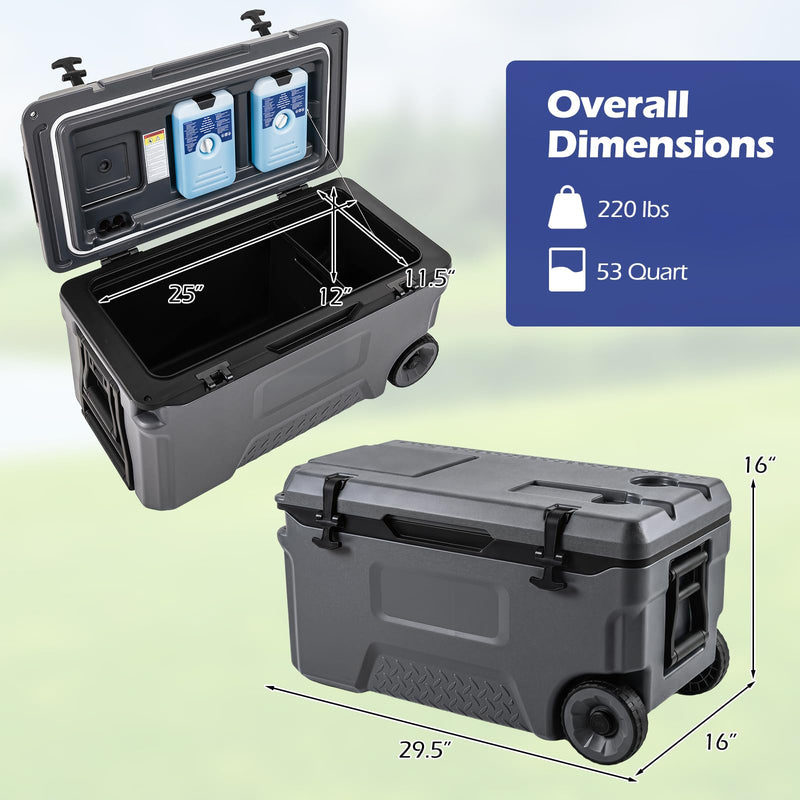 Load image into Gallery viewer, Goplus 53/74 QT Insulated Hard Cooler Portable Rolling Cooler w/Wheels
