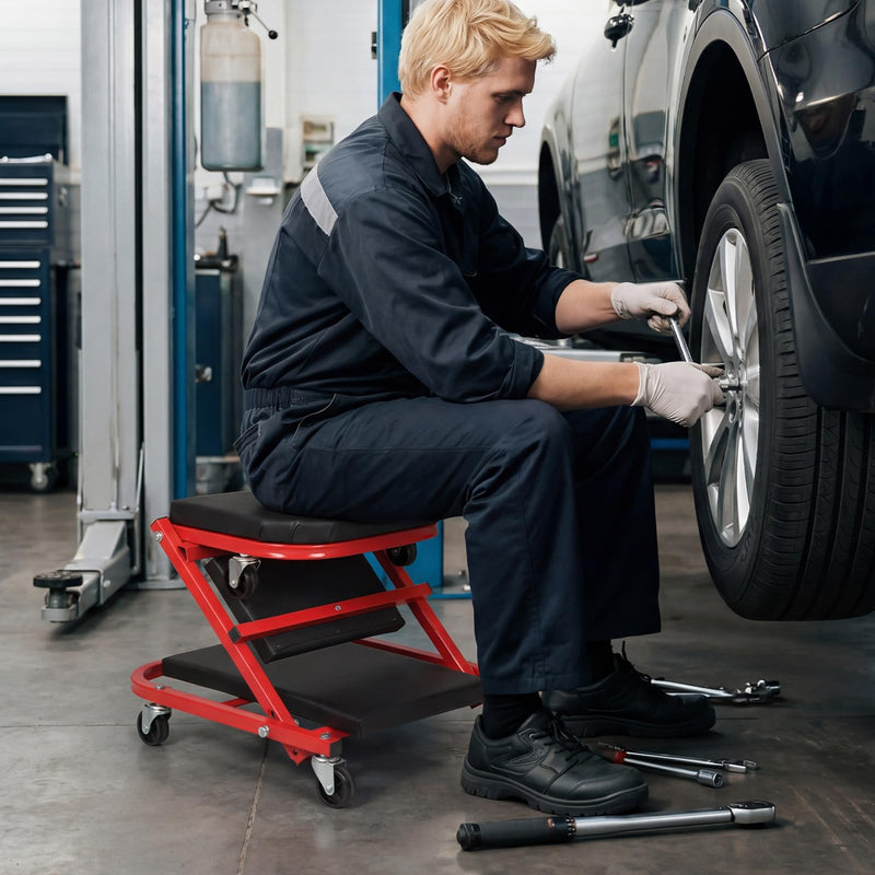 Load image into Gallery viewer, Goplus 36" Folding Flat Automotive Creeper with Padded Seat &amp; 6 Swivel Casters
