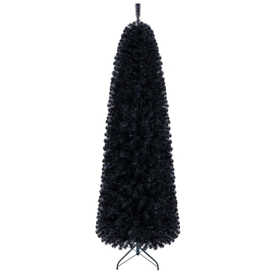 Goplus 7FT/8FT Pencil Christmas Tree with 8 Lighting Modes | Slim Artificial Fir Xmas Tree