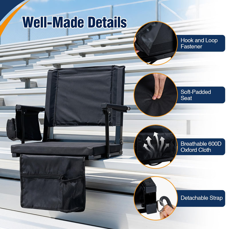 Load image into Gallery viewer, Goplus 2 Pack Stadium Seats for Bleachers with Back Support &amp; Cup Holders
