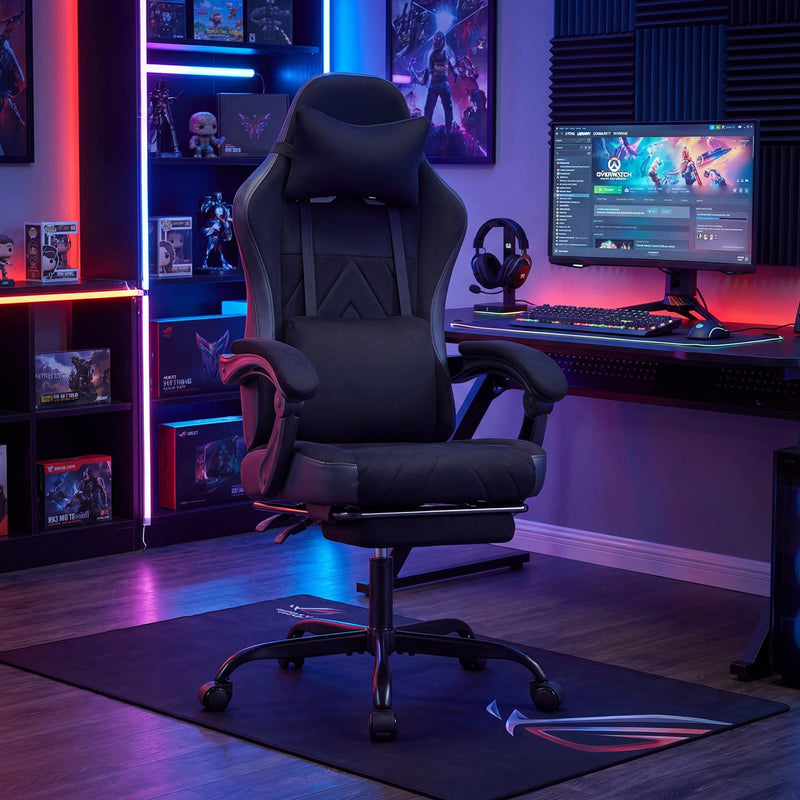 Load image into Gallery viewer, Goplus Gaming Chair Height Adjustable Computer Chair with Headrest Lumbar Support
