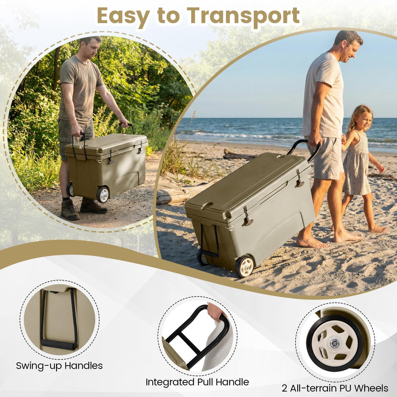 Load image into Gallery viewer, Goplus 75QT Portable Hard Cooler w/6-Day Ice Retention Pull Handle Wheels
