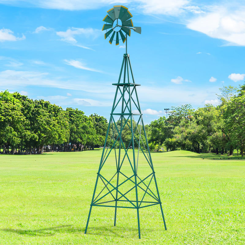 Load image into Gallery viewer, Goplus 8 ft Ornamental Windmill, All-Weather Metal Wind Mill w/ 4 Support Legs, Decorative Weathervane
