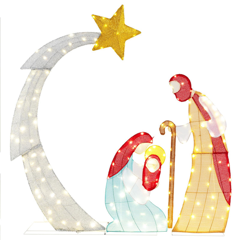 Load image into Gallery viewer, Goplus 5 FT Christmas Nativity Set, Pre-Lit Nativity Scene w/ 140 Warm White LED Lights
