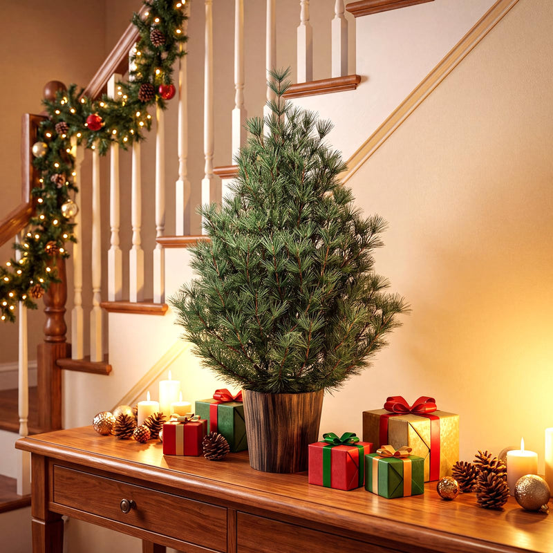 Load image into Gallery viewer, Goplus 3FT Tabletop Christmas Tree | Unlit Mini Xmas Tree with 119 Pine Needle Tips
