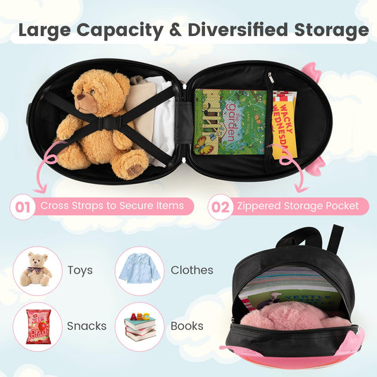 Goplus 2PC Kids Carry On Luggage Set, 16" Rolling Suitcase & 12" Backpack