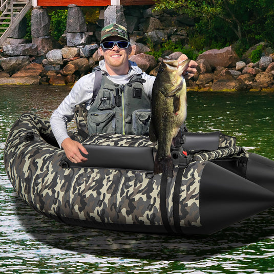 Goplus Inflatable Float Tube, Fishing Belly Boat, Fishing Float Tube for Angling, 350LBS Load Capacity