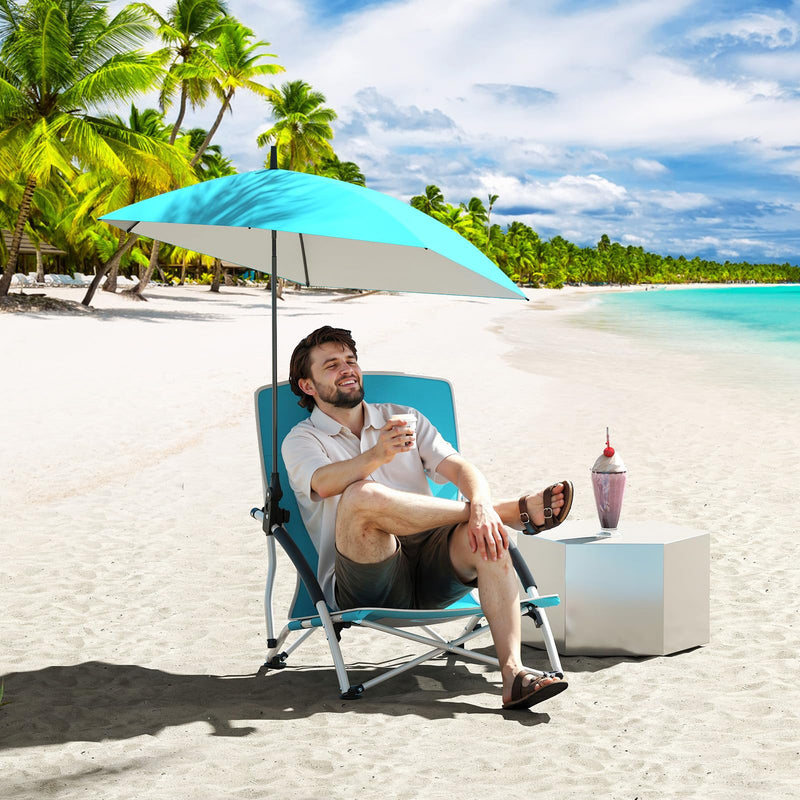 Load image into Gallery viewer, Goplus 330lbs Folding Backpack Chairs for Adults with Adjustable Parasol for Lawn Camping
