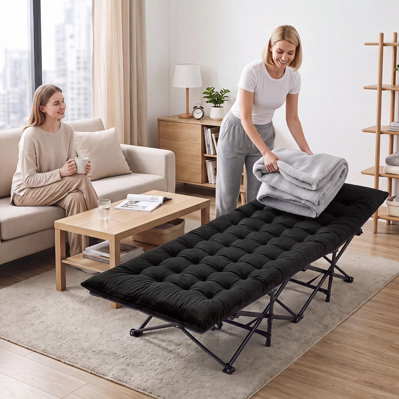 Load image into Gallery viewer, Goplus Camping Cot for Adults with Soft Padded Mat | Heavy-Duty Folding Portable Oxford Sleeping Bed
