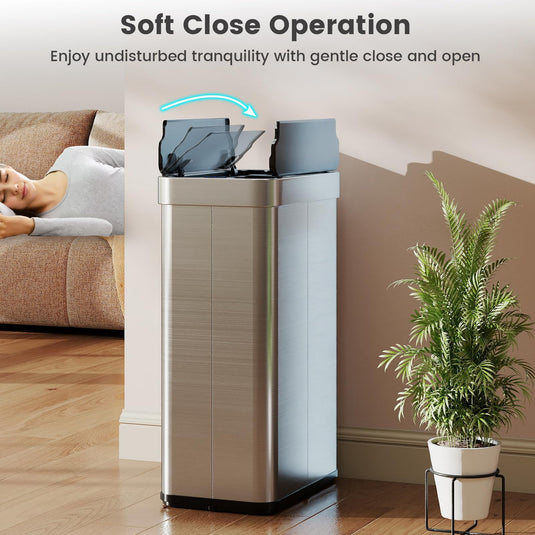 Goplus 16 Gallon Kitchen Trash Can | Slim Automatic Touchless Trash Bin for Kitchen Bedroom