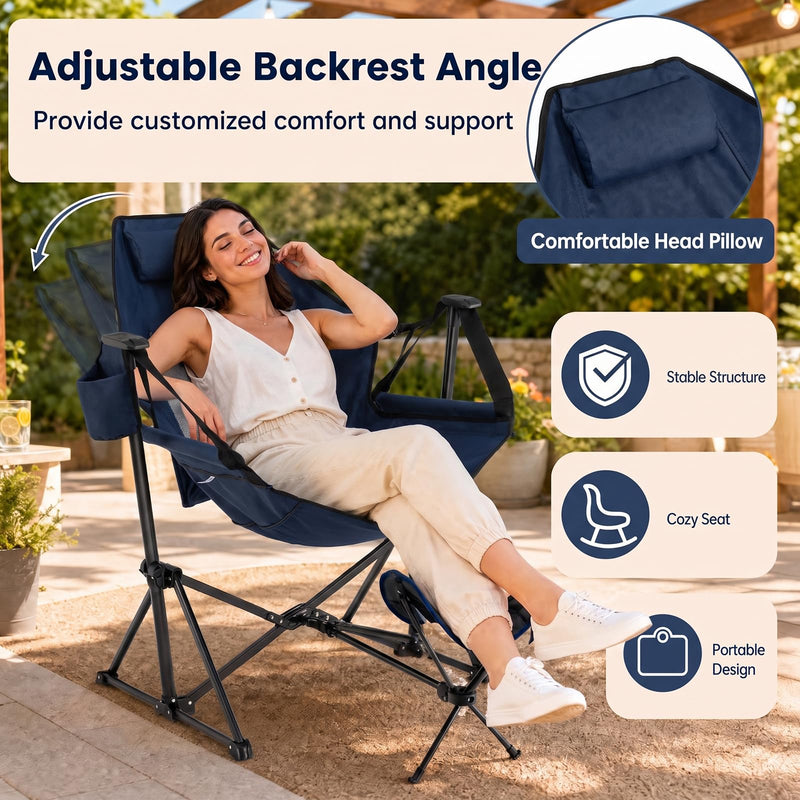 Load image into Gallery viewer, Goplus Portable Folding Camping Reclining Chair with Footrest and Adjustable Backrest
