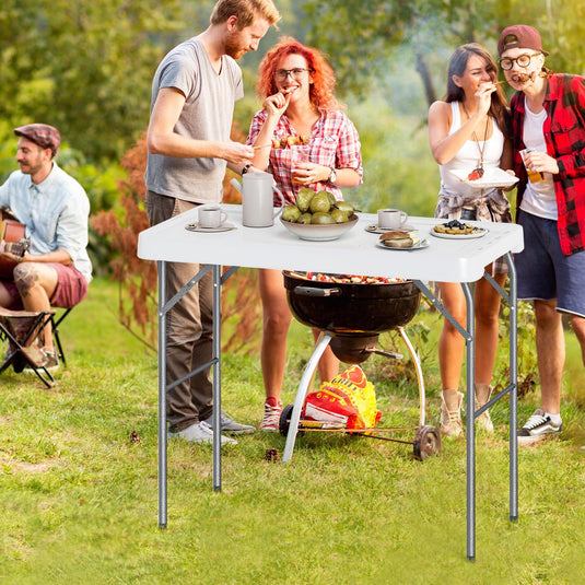 Goplus Folding Fish Cleaning Table 42.5 Inch Portable Camping Sink Table with Rotatable Faucet