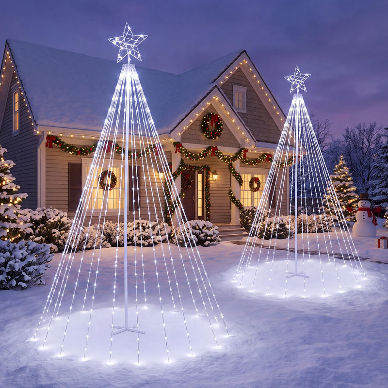 Load image into Gallery viewer, Goplus 10 FT Outdoor Christmas Lights | Tall Waterproof Xmas String Lights w/ Star Toppe Remote and Timer
