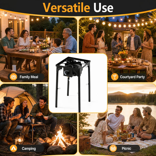 Goplus Outdoor Single Burner Gas Stove | 80,000 BTU High Pressure for Cooking BBQ Frying