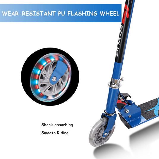Folding Kick Scooter for Kids, 2 Flash Wheels Deluxe Aluminum - GoplusUS