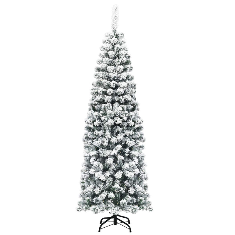 Load image into Gallery viewer, Goplus Artificial Snow Flocked Christmas Tree, Slim Xmas Snowy Tree for Indoor and Outdoor Use - GoplusUS
