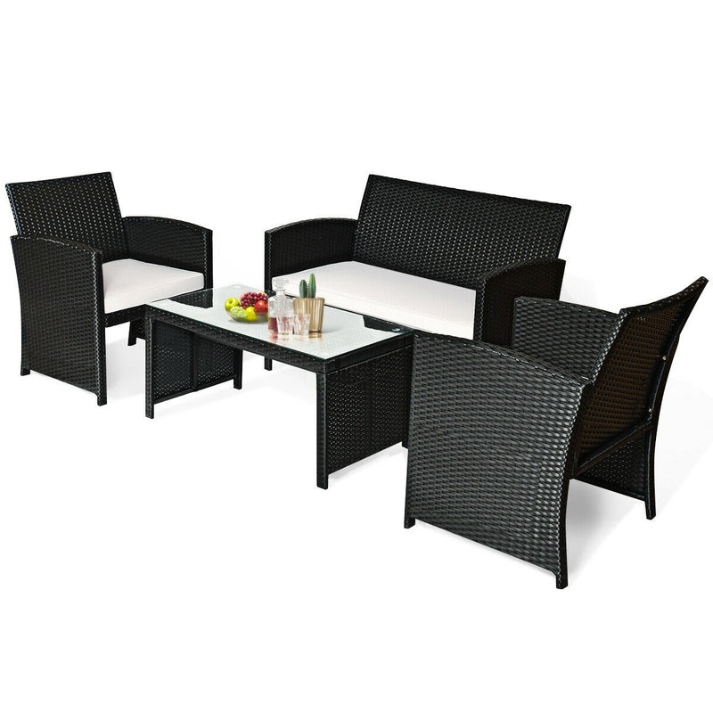 Load image into Gallery viewer, Patio Furniture 4 Pieces Rattan Conversation Sofa Set - GoplusUS
