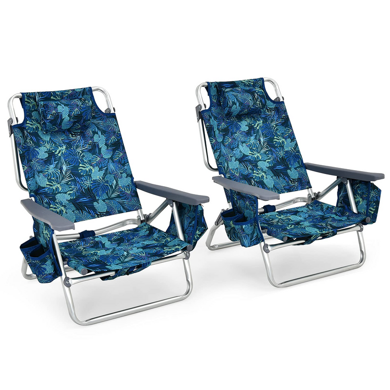 Load image into Gallery viewer, Goplus Backpack Beach Chairs, 2 Pcs Portable Camping Chairs with Cool Bag and Cup Holder (Without Side Table) - GoplusUS
