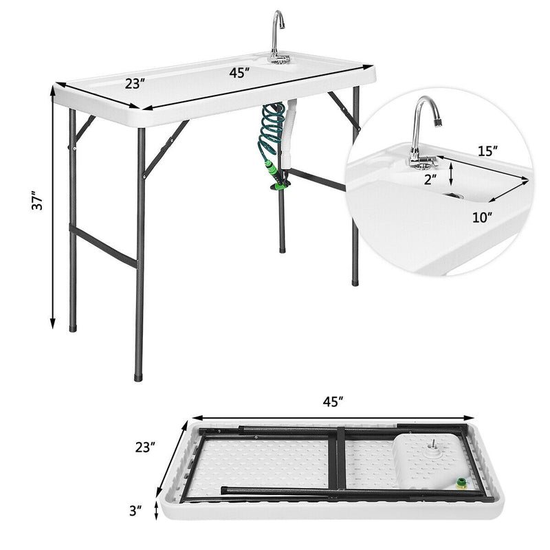 Load image into Gallery viewer, Folding Fish Table Fillet Hunting Cleaning Cutting Camping Sink Table - GoplusUS
