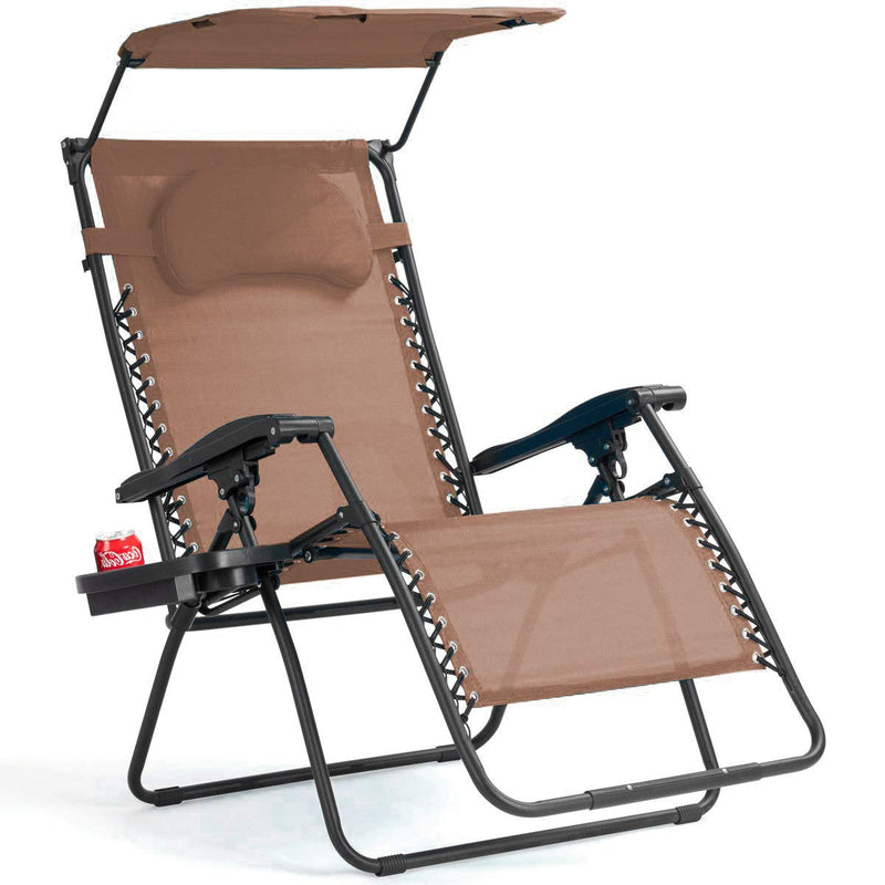 Load image into Gallery viewer, Goplus Folding Zero Gravity Lounge Chair Wide Recliner for Outdoor Beach Patio Pool w/Shade Canopy - GoplusUS
