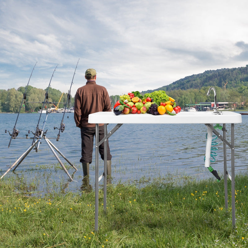 Load image into Gallery viewer, Folding Fish Table Fillet Hunting Cleaning Cutting Camping Sink Table - GoplusUS
