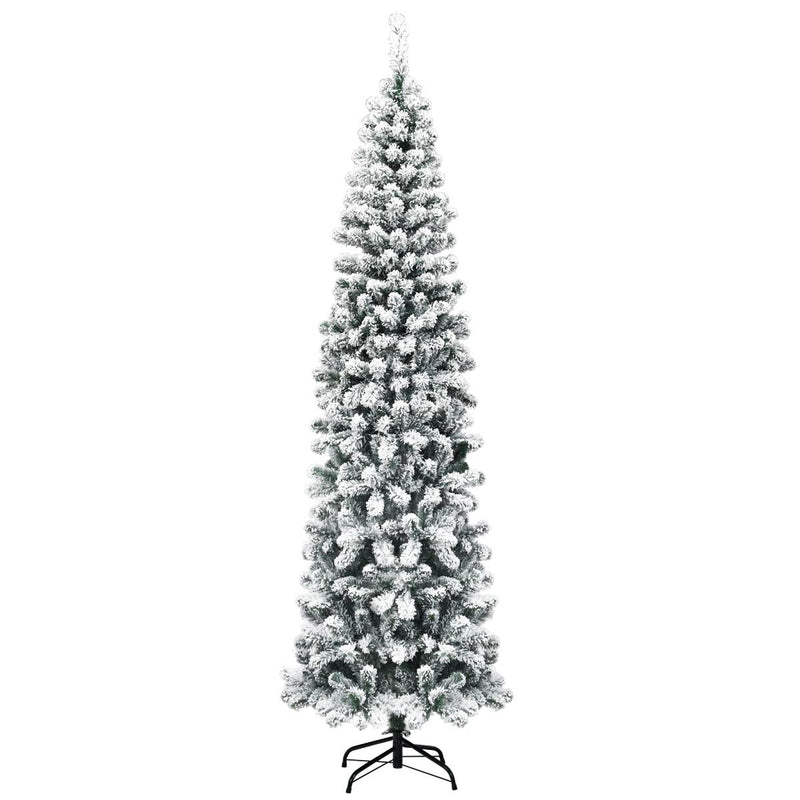 Load image into Gallery viewer, Goplus Artificial Snow Flocked Christmas Tree, Slim Xmas Snowy Tree for Indoor and Outdoor Use - GoplusUS

