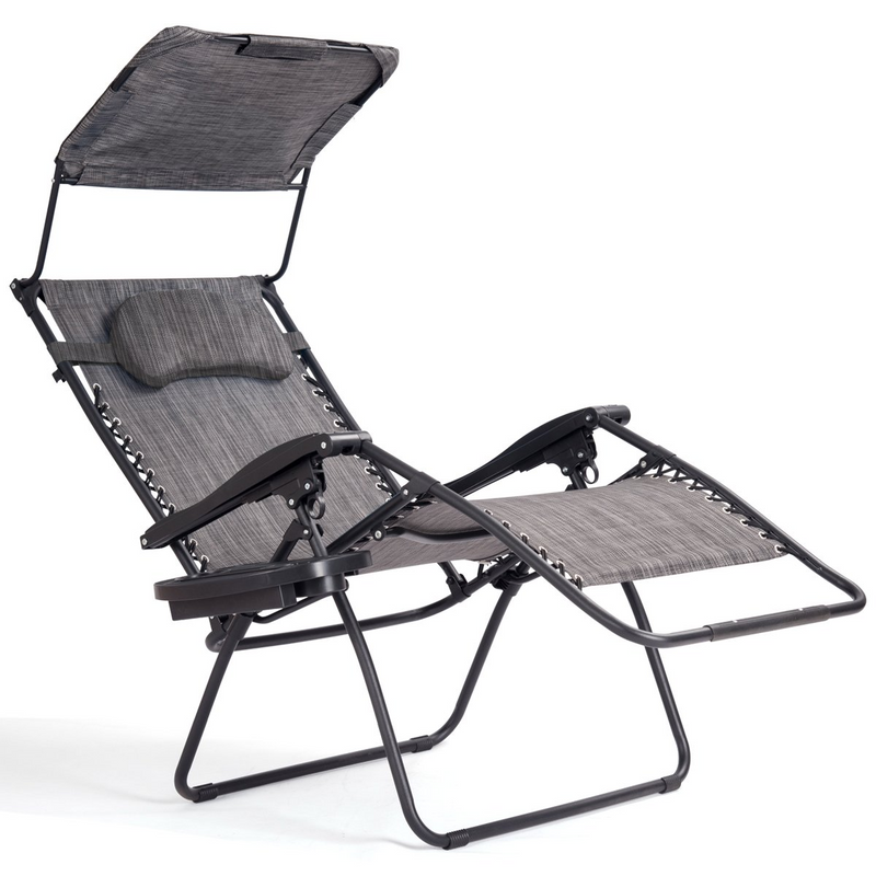 Load image into Gallery viewer, Goplus Folding Zero Gravity Lounge Chair Wide Recliner for Outdoor Beach Patio Pool w/Shade Canopy - GoplusUS
