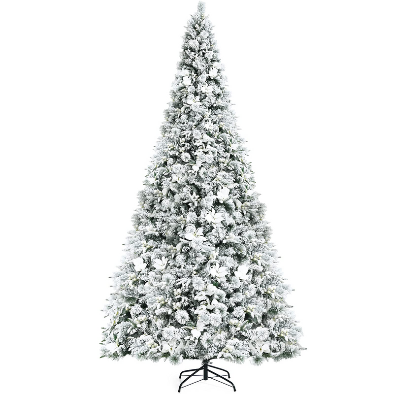 Load image into Gallery viewer, Goplus Snow Flocked Artificial Christmas Tree, Hinged Xmas Tree w/ Folding Metal Stand, Office, Party, Wedding - GoplusUS
