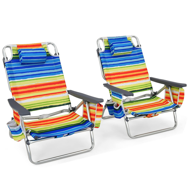 Load image into Gallery viewer, Goplus Backpack Beach Chairs, 2 Pcs Portable Camping Chairs with Cool Bag and Cup Holder (Without Side Table) - GoplusUS
