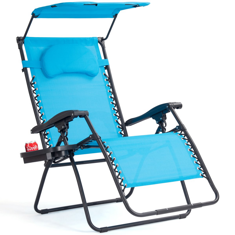 Load image into Gallery viewer, Goplus Folding Zero Gravity Lounge Chair Wide Recliner for Outdoor Beach Patio Pool w/Shade Canopy - GoplusUS
