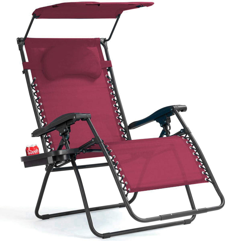Load image into Gallery viewer, Goplus Folding Zero Gravity Lounge Chair Wide Recliner for Outdoor Beach Patio Pool w/Shade Canopy - GoplusUS
