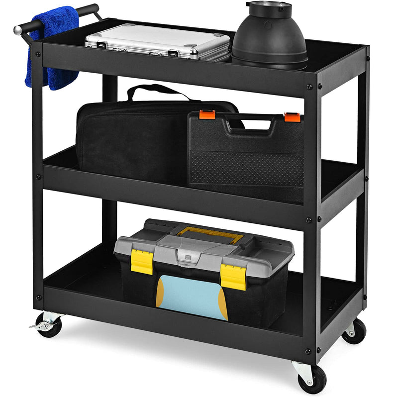 Load image into Gallery viewer, 3-Tier Utility Cart, Heavy Duty Commercial Service Tool Cart w/Lockable Wheels - GoplusUS
