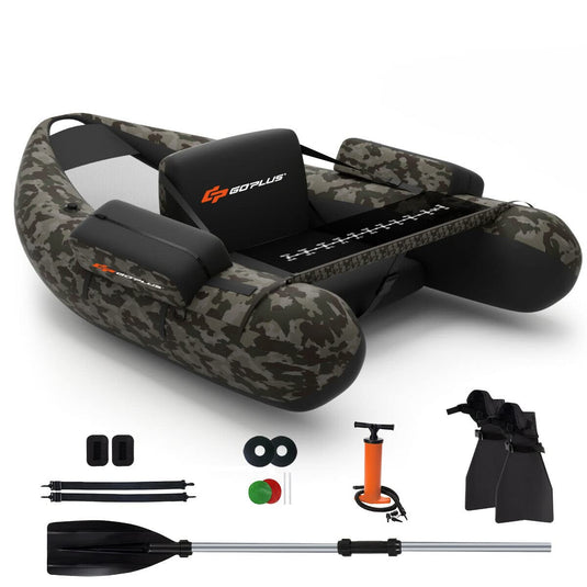 Inflatable Fishing Float Tube, with Storage Pockets - GoplusUS