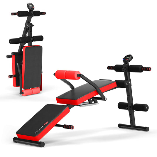 6 in 1 Adjustable Sit Up Bench, Foldable Utility Weight Bench - GoplusUS