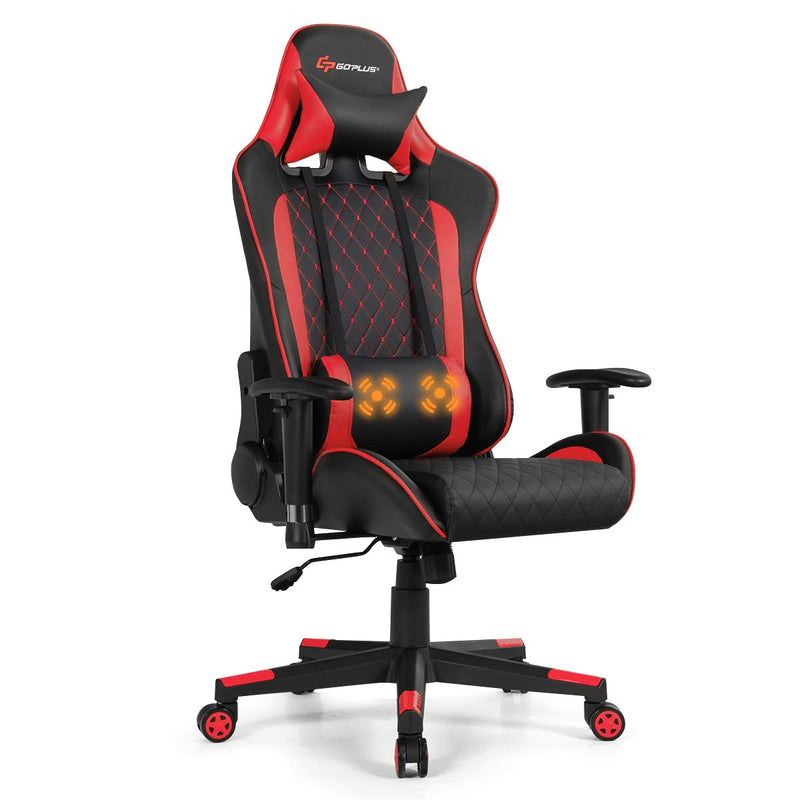 Load image into Gallery viewer, Massage Gaming Chair, Reclining Backrest Handrails and Seat Height Adjustment - GoplusUS
