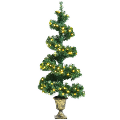 Goplus 4ft Pre-Lit Artificial Spiral Christmas Tree, Topiary Entrance Tree with 150 LED Lights - GoplusUS