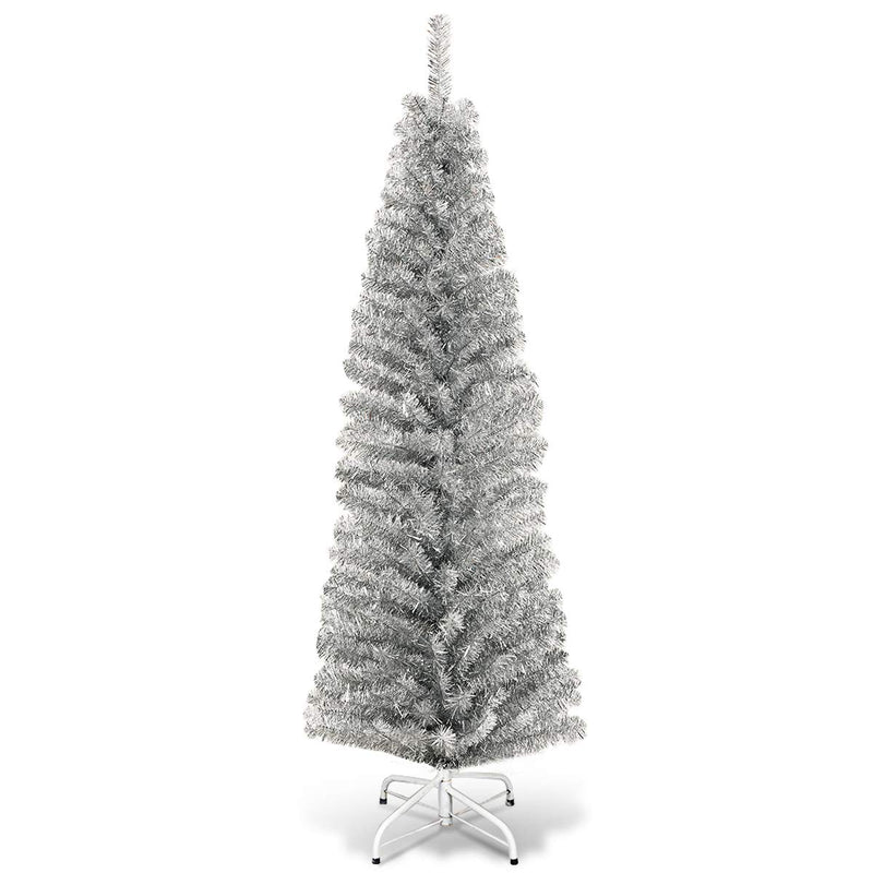 Load image into Gallery viewer, 6ft Blue Pencil Christmas Tree, Artificial Slim Tree - GoplusUS
