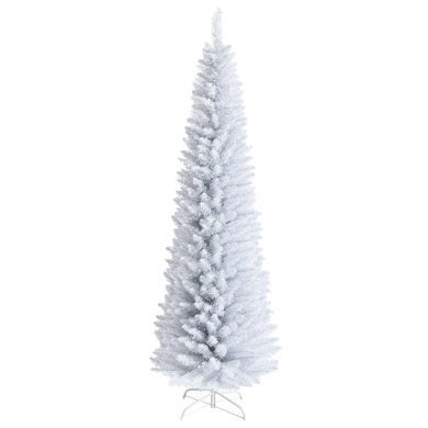 5FT / 6FT / 7FT Pencil Christmas Tree, Artificial Slim White Christmas Tree - GoplusUS