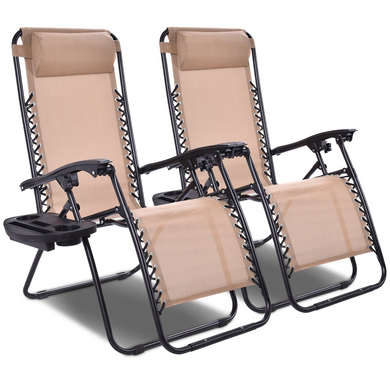 Goplus 2PC Zero Gravity Chairs Lounge Patio Folding Recliner - GoplusUS
