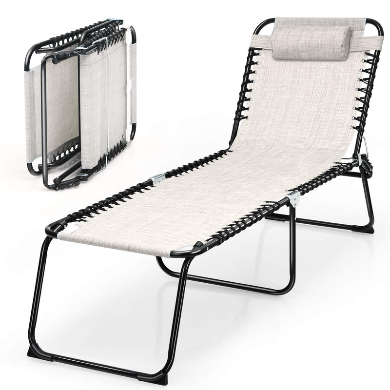 Load image into Gallery viewer, Folding Beach Lounge Chair Black/Gray) - GoplusUS
