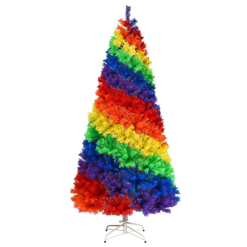 Load image into Gallery viewer, Goplus 7FT Colorful Rainbow Full Fir Christmas Tree, Artificial Hinged Christmas Tree w/Solid Metal Stand - GoplusUS
