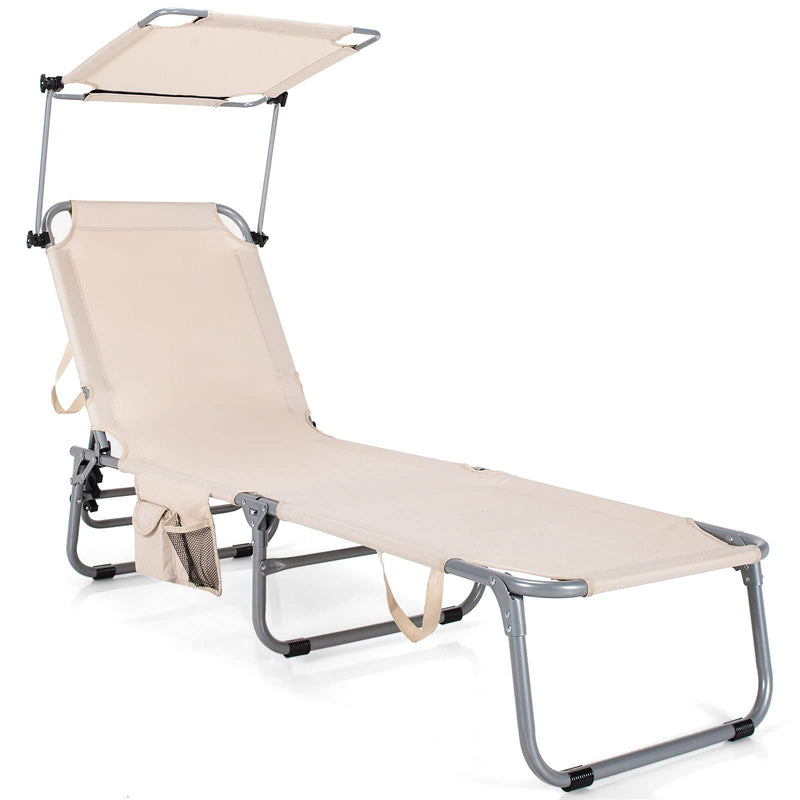 Load image into Gallery viewer, Folding Lounge Chair w/Shade Canopy and Storage Pocket - GoplusUS
