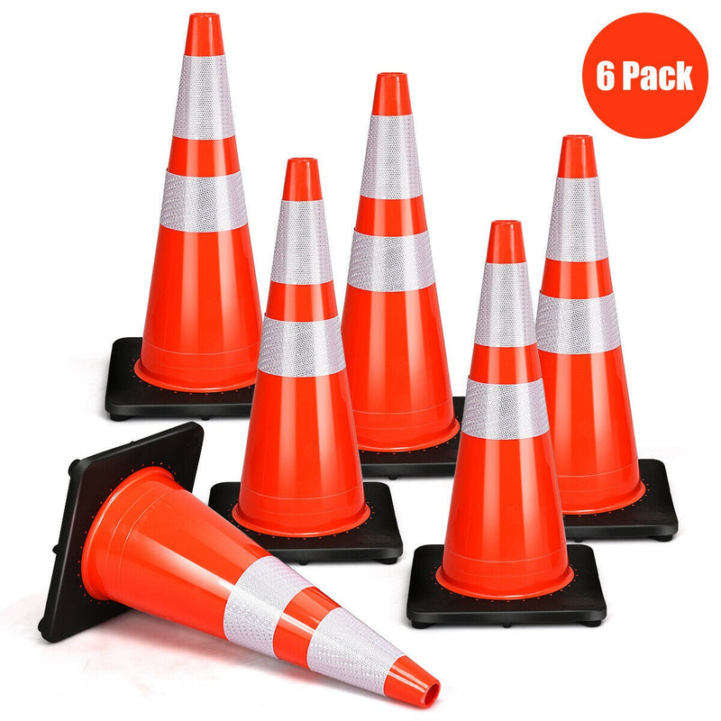 Load image into Gallery viewer, 6PCS Traffic Cones, 28&quot; PVC Safety Road Parking Cones Driving Construction Cones - GoplusUS
