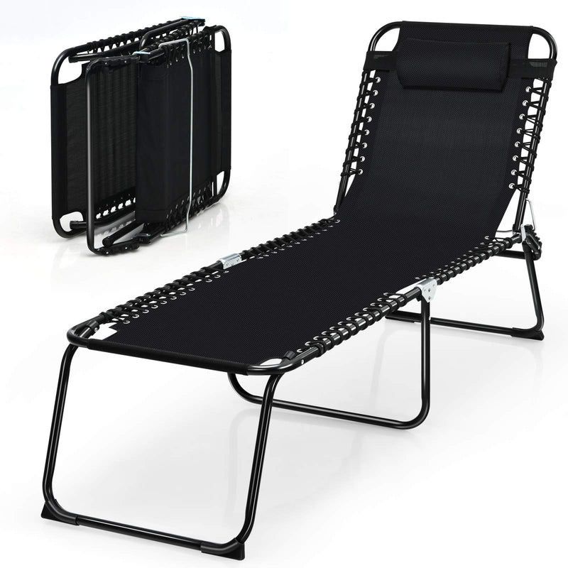 Load image into Gallery viewer, Folding Beach Lounge Chair Black/Gray) - GoplusUS
